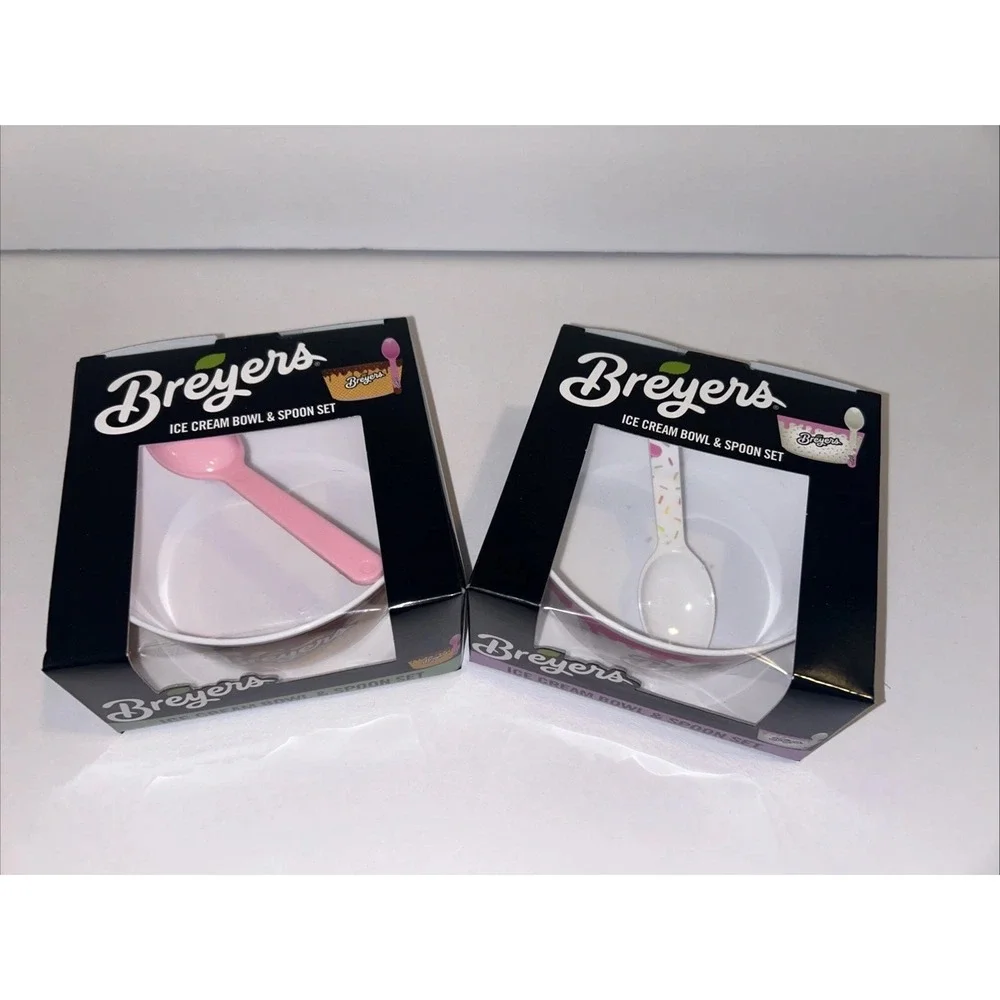Breyers Ice Cream Bowls With Spoons New Lot Of 2